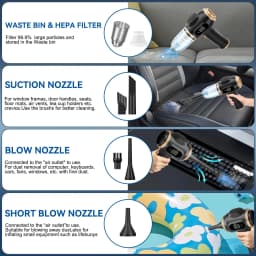 Powerful 2-in-1 Air Duster & Vacuum, Handheld Cordless Cleaner with Digital Display for Electronics Car Home Office