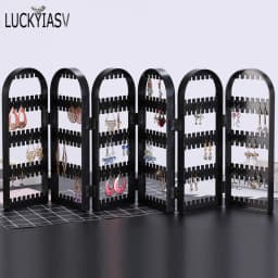 120/180/240/360holes Plastic Clear Earrings Studs Display Rack Folding Screen Earring Jewelry Display Stand Holder Storage Box