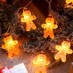 1pc 10/20 LED Ginger Bread Christmas LED String Lights Battery Powered Cute Men Women Ginger Bread Fairy Lamp For Bedroom Decor