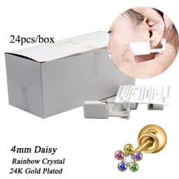 24pcs/Box Disposable Ear Piercing Gun Safe Ball Clasps Mini Daisy Crown Earring Piercer Machine Tool For Adult Kids Wholesale