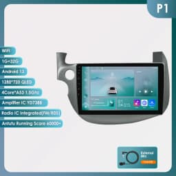Hizpo Android 14 Car Radio Multimedia GPS For HONDA FIT JAZZ 2007 - 2013 2 Din Navigation Head Unit AI Voice Bluetooth 360 Camera