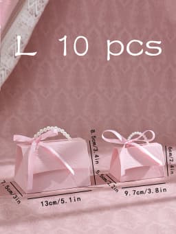 10-Pack of Stylish Embossed Gift Boxes, Available in Various Colors, with Satin Ribbon and Faux Pearl Handles, Embossed Floral Candy Boxes, Suitable for Various Occasions Mother's Day, Father's Day, Graduation Season, Wedding, Halloween, Christmas, Birthday Mini Packaging Bags