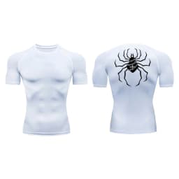 Spider Print Compression Shirts for Men Gym Workout Fitness Undershirts Short Sleeve Quick Dry Athletic T-Shirt Tops Sportswear