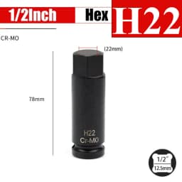 1/2inch Impact Hex Socket Electric Drill Socket Adapter Air Impact Wrench Hex Head Socket H4~H22 Screw Tap Socket Adapter