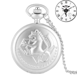 Simple Fullmetal Alchemist Quartz Silver Pocket Watch Edward Elric Anime Clock Design Pendant Cosplay Fans Necklace Chain Gifts