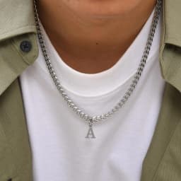 Initials Cuban Chain Necklaces for Men Boys,Waterproof A-Z 26 Alphabet Charm Pendant with 50cm/19.7" Stainless Steel Chain Gifts