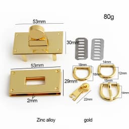 1-5Sets Metal Rectangle Eyelets Locks Hanger Panel Woman Bags Handbags Purse Hardware Clasp Closure Twist Locks DIY Accessories