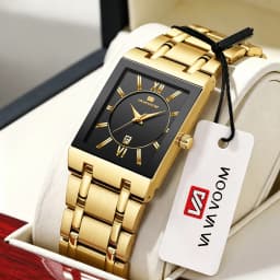 VA VA VOOM Relogio Masculino Watch Men Square Mens Watches Top Brand Luxury Golden Quartz Stainless Steel Waterproof Wrist Watch