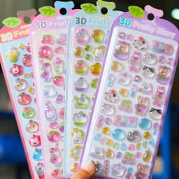 1 pc/4 pcs Cartoon Fruit Diary Drop 3D Relief Stickers Scrapbooking DIY Journaling Stationery Diary Decor School Cute Stickers