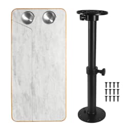 Boat Pontoon Table,80*40CM Removable RV Table with Pedestal Leg, 2 Cup Holders, 46-70CM Adjustable Height, for Caravan RV Marine