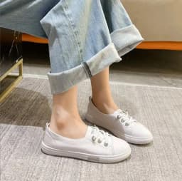 Genuine Leather Casual Sneakers for Women Spring Summer Lace Up Flats Girls Loafers Shoes Ladies Vulcanized Shoes White