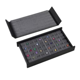 Jewelry Gem Stone Display Holder Loose Diamond Storage Case V Groove Jar Gemstone Size Selecting Tray White Leather Grey Velvet