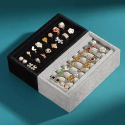 Velvet Stackable Jewelry Display Tray Grid Slot Design Pallet Portable Organizer Rings Earrings Rectangular Drawer Storage Plate