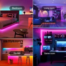 LED Strip Lights Music Sync Color Changing RGB LED Light Smart App & Remote Control Flexible Lamp Tape for Party Room Decor Lamp