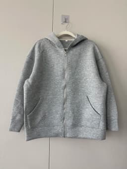 Women's Grey Hooded Coat Solid Long Sleeve Loose Zipper Jacket Sports Style Female Autumn Fashion Oversize Outerwears