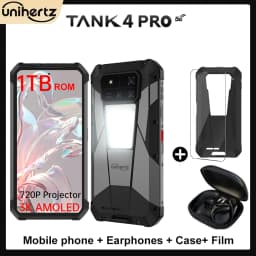 【Ships from US】Unihertz Tank 4 Pro 8849 Smartphone Android 16 with 720P Projector 5G AI Dimensity 8300 3K AMOLED 11600mAh 120W