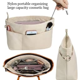 1Pcs New Storage Bags Insert Cosmetic Bag Felt with Zipped Top Linner Bag Portable Multi-Pocket Women Handbag Organizer Purse