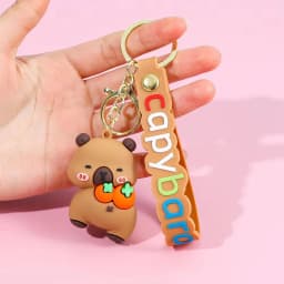 Capybara Keychain PVC Soft Key Accessories Cute Party Gifts for Christmas for Boys and Girls Key Buckles Metal