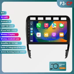 Hizpo Android 14 Car Radio for Porsche Cayenne 1 2002-2010 Multimedia Video Player 2din 4G Navigation Carplay Head Unit No DVD