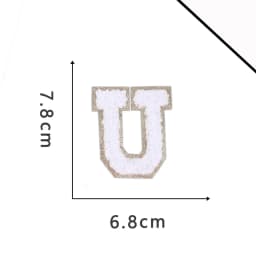A-Z White Chenille Letter Patches Towel Sequins Clothing Patch Clothes Sew on Applique DIY Garment Hat Decor