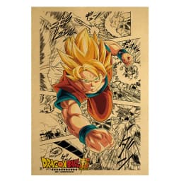 Anime Dragon Ball Retro Kraft Paper 16*12in Dragon Ball Characte Colours Notice Poster Wall Bedroom Bar Decor Photo Props Gifts