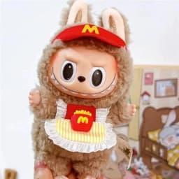 15 17cm For Labubu Doll Workwear Working Cosplay Clothes Fast Food Cola Fries Overalls Outfit Clothing Dollhouse Accessories