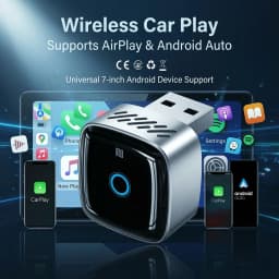 DRNVIYNC 2in1 Wireless CarPlay Adapter Upgraded (USB and Type-c) 5GHz WiFi Plug Play Wired to Wireless Dongle with Fast MiNi AI Box Bluetooth 5.0