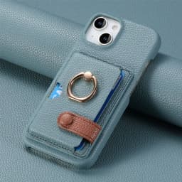 Leather Ring Support Phone Case for IPhone 17 Air 16E 18 16 15 14 13 12 11 Pro Max Plus Wallet with Card Holder Shockproof Cover