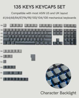 Gradient Blue Side Printed Keycaps Cherry Profile Double Shot PBT Keycaps 136 Keys for Cherry Gateron MX Switches Gamer Keyboard