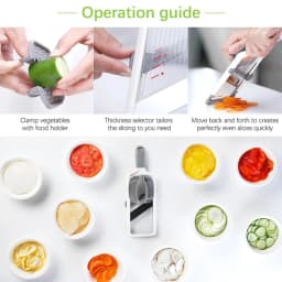 LMETJMA Multi Handheld Mandoline Slicer with Adjustable Stainless Steel Blade Kitchen Veggie Chopper Cheese Grater JT237