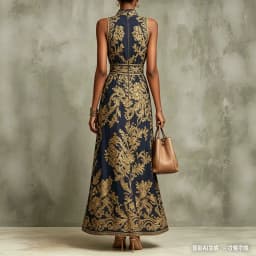 Baroque Print Halter Neck Maxi Dress Sleeveless High Waist A-Line Formal Evening Gown Elegant Vintage Party Dress for Women