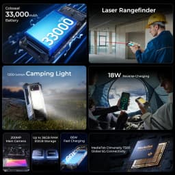 Oukitel WP100 Rugged Phone 33000mAh Battery Built in Laser Rangefinder 6.8 Inch 12+24GB RAM+512GB Mobile Phone 200MP Camera NFC