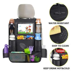 Car Backseat Organizer with Tablet Holder - Multi-Pocket Storage & Seat Protector for Kids/Pets