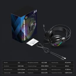 Acinaci J11 Gaming Headset for PS4 PC Xbox One PS5 Switch via 3.5mm Audio Jack, with Mic, LED Light