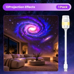2‑in‑1 Star Sky Projector Lamp Adjustable Focus & 360° Projection Angle Colorful Night Light, Replaceable Films for Bedroom Living Room Festive Party Decor Gift