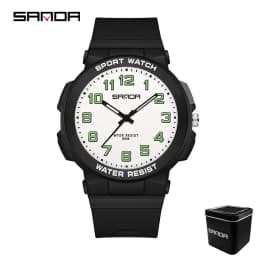 Sanda 6123 Trendy Design Soft Student Watch TPU Strap 50M Depth Waterproof Quartz Movement Children Fashion Sports Wrist Watch