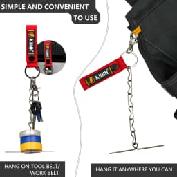 KUNN Electrical Tape Holder, Dual-Use Thong, Enhanced Fast Holder Chain for Tool Belt with Keyring, Snap Loop and Button