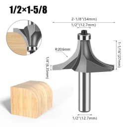 1pc 1/4" 1/2" Shank Woodworking Round Router Bit Woodworking Milling Cutter Slotting Tool Trimming Machine Router Bit