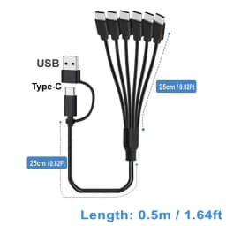 USB C Splitter Cable Multi USB C to USB C Cable 6 in 1 Type C Male Charger Cable for Android Samsung Tablet and TypeC Device