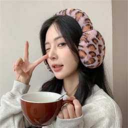 Winter Warm Thickened Ear Muffs Foldable Leopard Print Earmuffs Men and Women Windproof Frostproof Earlap Simple Plush Hairband