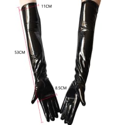 Black Leather Long Gloves Punk Rock Gloves Hip Pop Jazz Disco Bright Mittens Cosplay Women Sexy Party Dance Clubwear Accessories