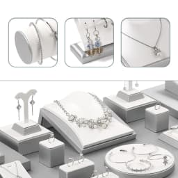 White PU Leather Bust Jewelry Display Stand Holder Bracelet Earring Necklace Ring Jade Counter Pendant Neck Model Organizer Rack