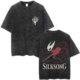 Washed Vintage Game Hollow Knight Double Sided Print T-shirt Men Women Fashion Casual T-shirts Oversized Short Sleeve T Shirts