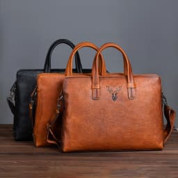 Retro Men's Briefcase Leather Casual Handbag Top Layer Cowhide Shoulder Bags Men Business Bag Pure Leather Laptop Tote Bags