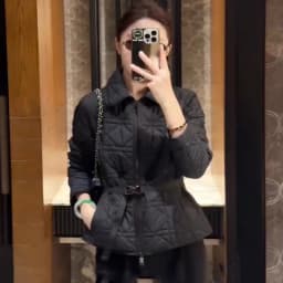 Lightweight Cotton Jacket Women's Spring Autumn Diamond Patterned Frock Coat Slim Fit Quilted Top High-End Feel