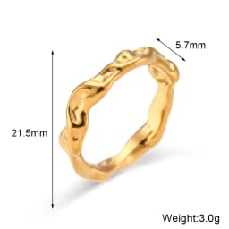 Casting Irregular Water Wave Hammered Gold Plated Index Finger Rings For Woman Minimalist Basics Stainless Steel Rings Jewelry