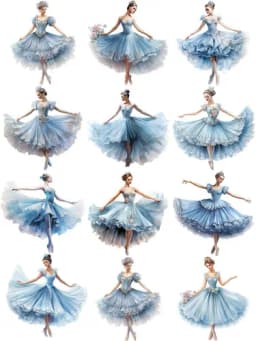 12Pcs/Pack Blue Ballet Sticker DIY Craft Scrapbooking Album Junk Journal Decorative Stickers