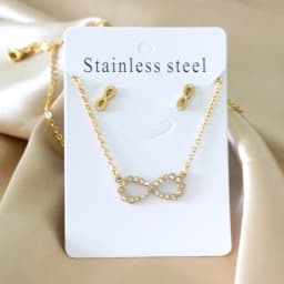 Simple серьги Cubic Zirconia Pendant Necklace Earrings Set Korean Style Stainless Steel Jewelry Set for Women Wedding Wholesale