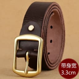 Handmade belt trendy leather pin buckle simple first layer real cowhide men's and women's copper buckle belt versatile old