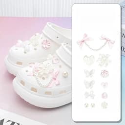 Luxury Bow Heart Shoe Charms for Summer Beach Sandals Rhinestone Ballet Style Decorations DIY Accessories Women Girls Gifts